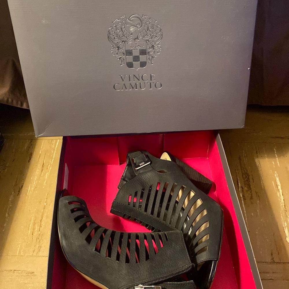 Black strap heels